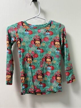 Posh Peanut: Girls' Floral Teal Long-Sleeve Top